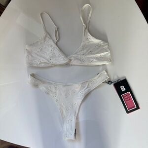 Blackbough swim white eyelet bikini set